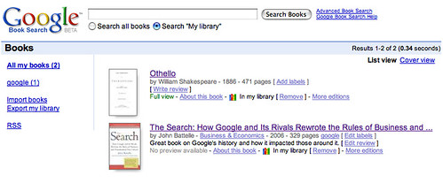google books my library